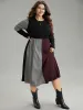 Rib Knit Colorblock Contrast Pocket Dress sold by Bloomchic