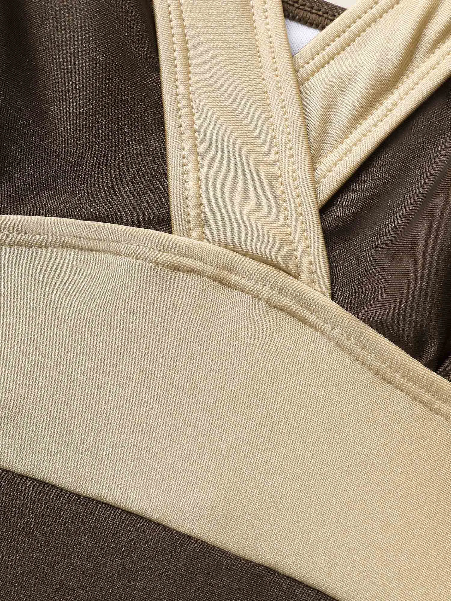 Two Tone Wrap Ruched One Piece Swimsuit sold by Bloomchic product image thumbnail 5