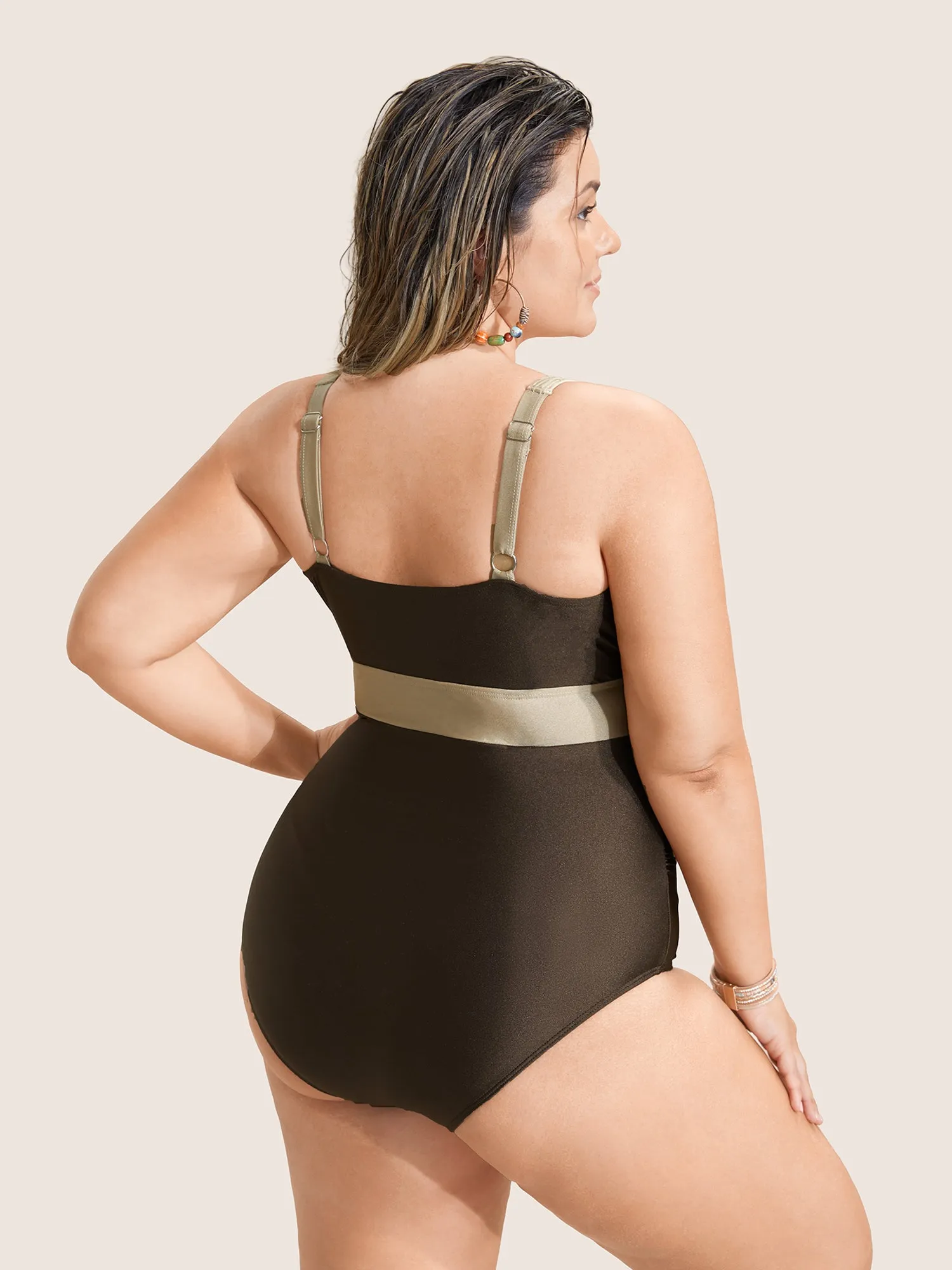 Two Tone Wrap Ruched One Piece Swimsuit sold by Bloomchic product image thumbnail 2