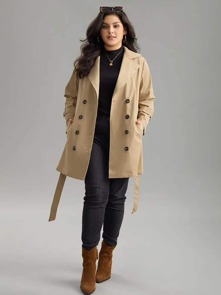 Plain Double Breasted Lapel Collar Belted Trench Coat sold by Bloomchic product image thumbnail 4