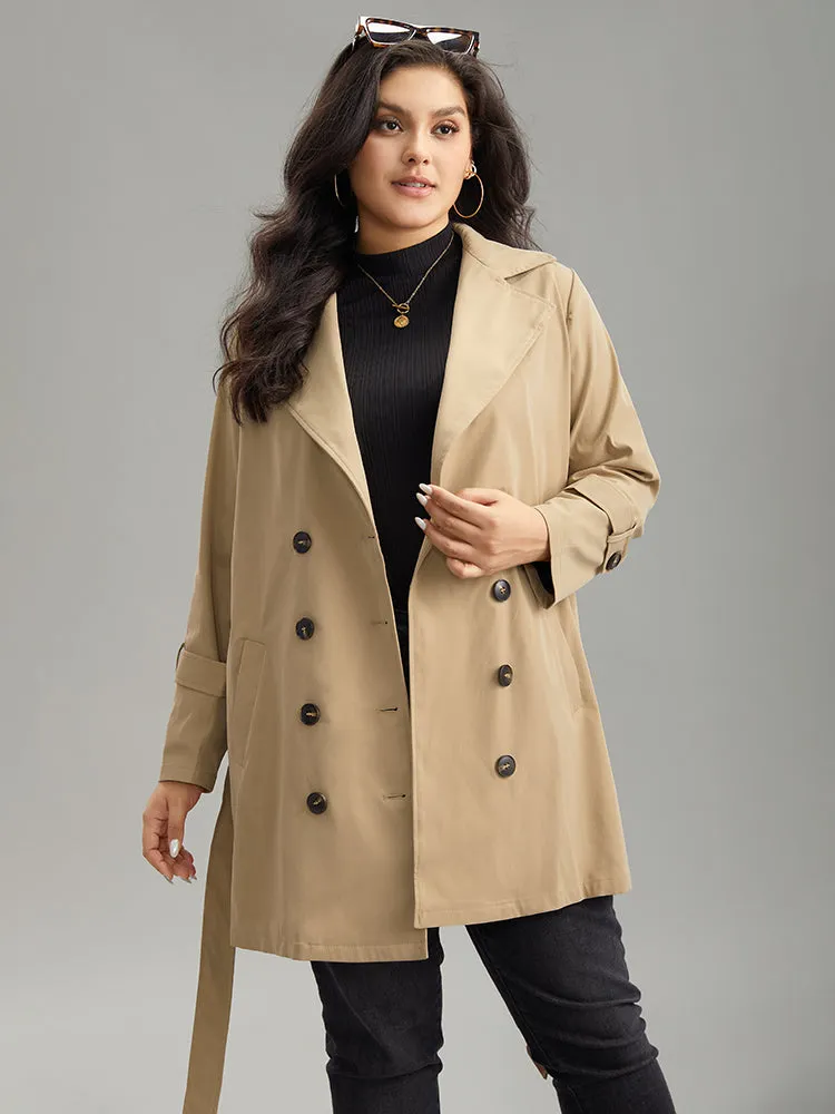 Plain Double Breasted Lapel Collar Belted Trench Coat sold by Bloomchic product image thumbnail 5