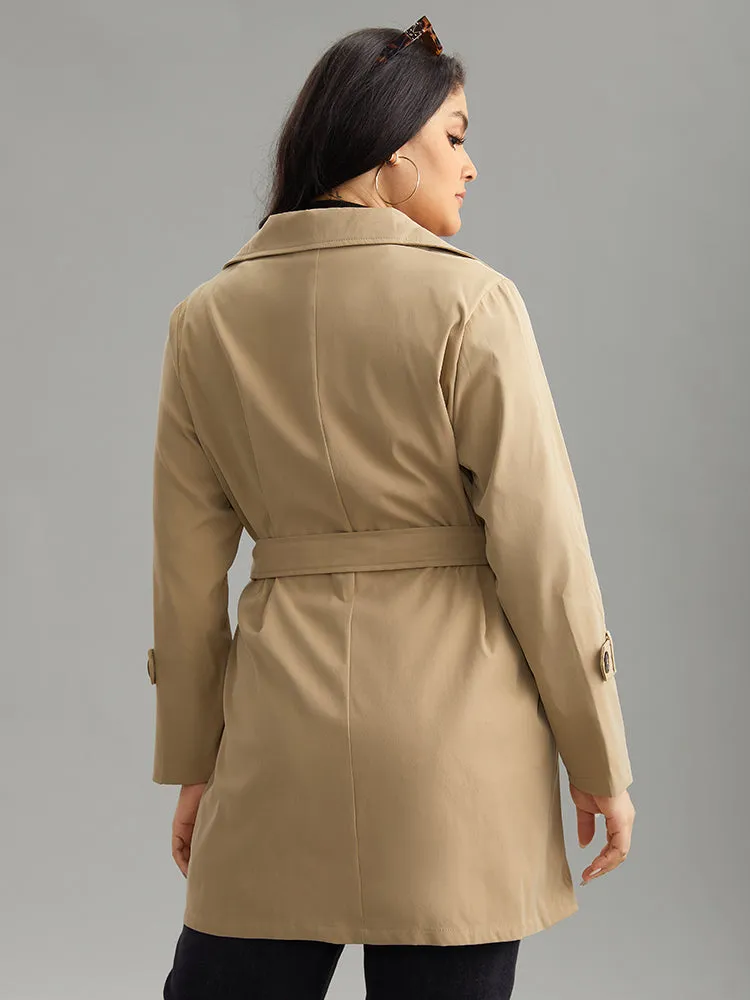 Plain Double Breasted Lapel Collar Belted Trench Coat sold by Bloomchic product image thumbnail 2