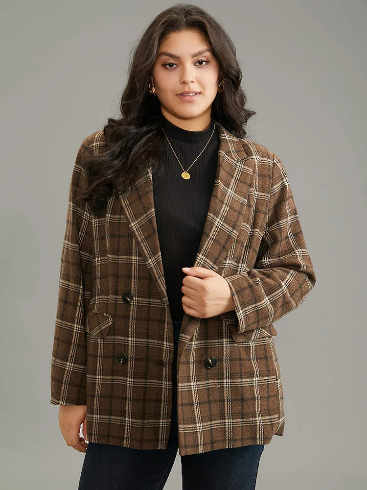 Plaid Double Breasted Flap Pocket Blazer sold by Bloomchic