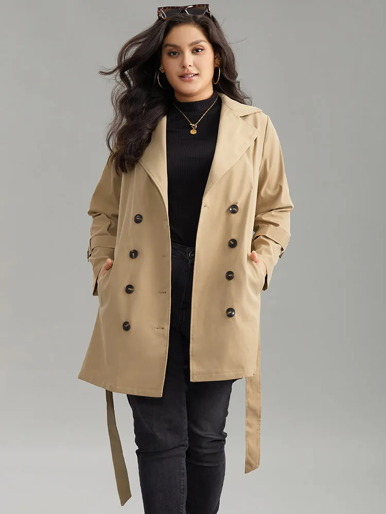Plain Double Breasted Lapel Collar Belted Trench Coat sold by Bloomchic product image thumbnail 3