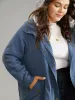 Denim Hooded Drawstring Fuzzy Patchwork Jacket sold by Bloomchic