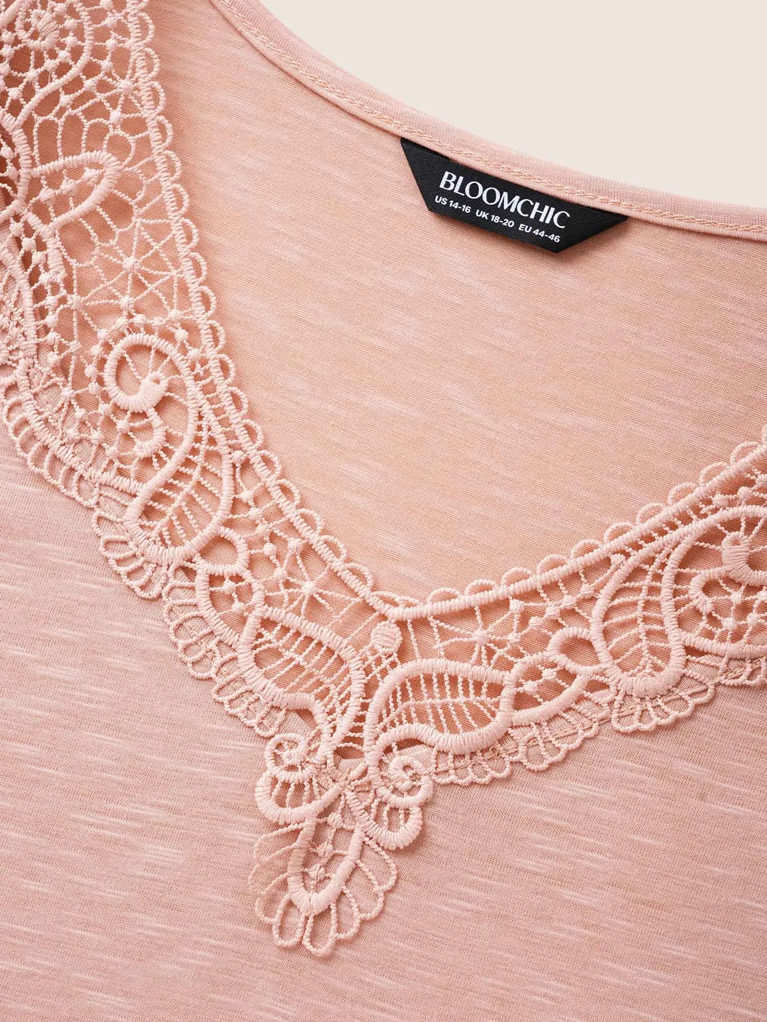 V Neck Lace Panel T-shirt sold by Bloomchic product image thumbnail 5