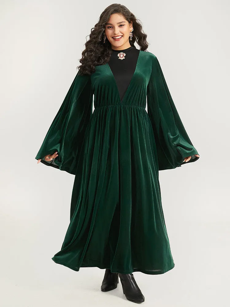 Halloween Velvet Patchwork Bell Sleeve Metal Detail Dress sold by Bloomchic product image thumbnail 4