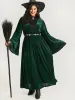 Halloween Velvet Patchwork Bell Sleeve Metal Detail Dress sold by Bloomchic