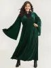 Halloween Velvet Patchwork Bell Sleeve Metal Detail Dress sold by Bloomchic