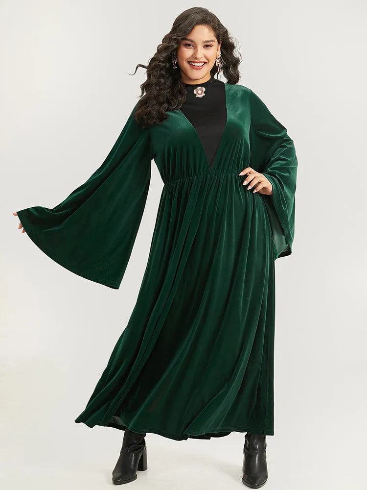 Halloween Velvet Patchwork Bell Sleeve Metal Detail Dress sold by Bloomchic product image thumbnail 5