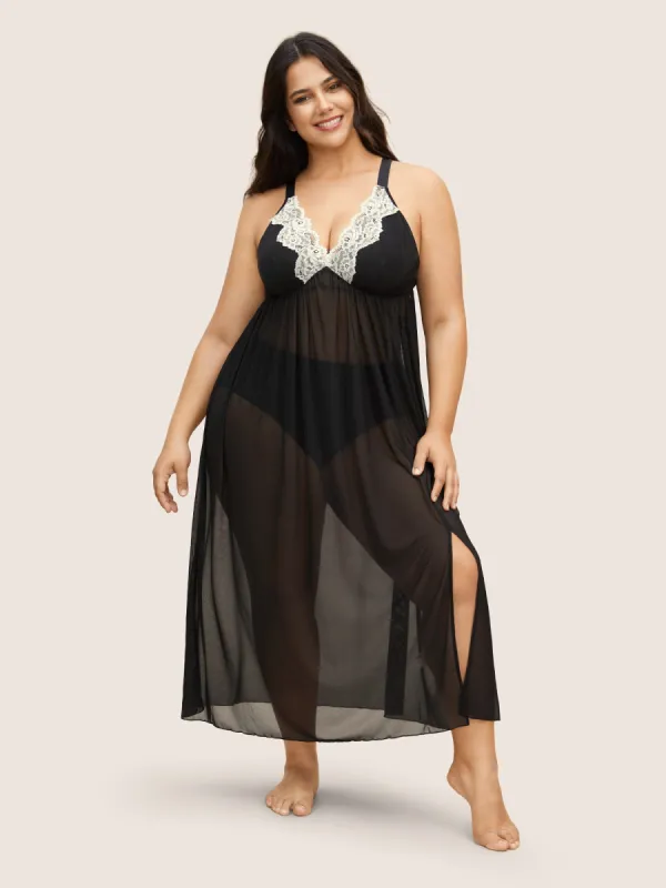 Crochet Lace See Through Hem Sleep Dress sold by Bloomchic