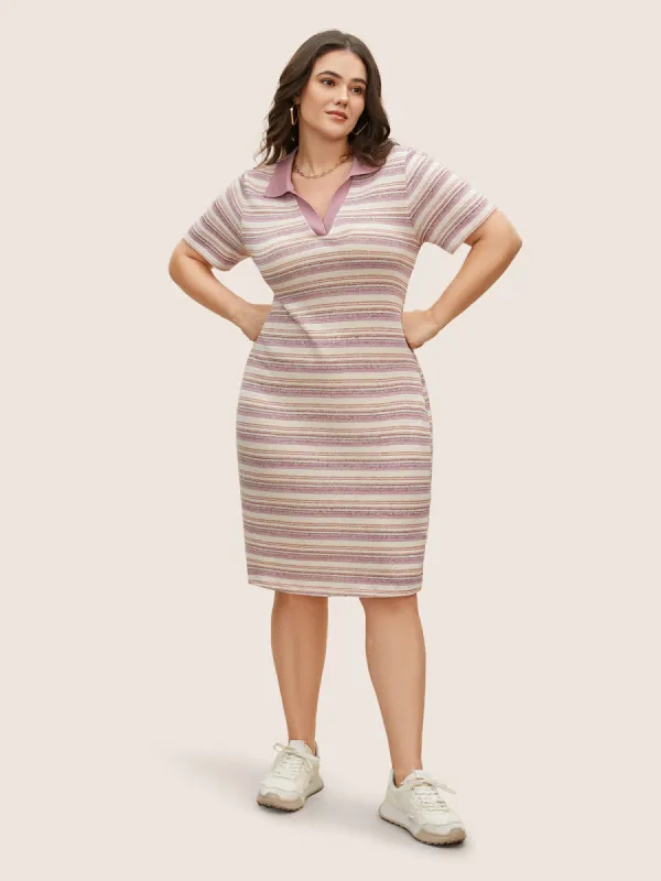 Polo Neck Striped Knit Midi Dress sold by Bloomchic