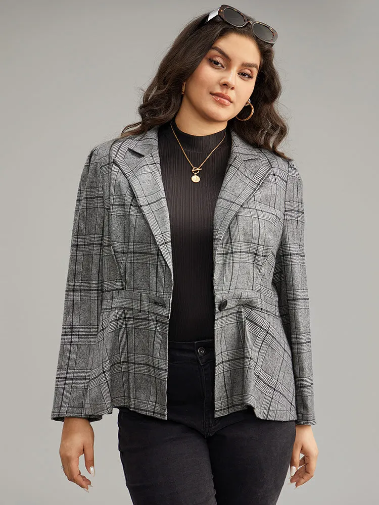 Plaid Suit Collar Button Up Blazer sold by Bloomchic product image thumbnail 5