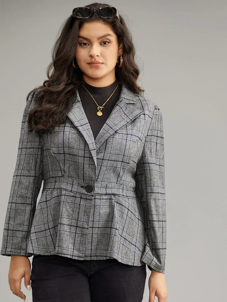 Plaid Suit Collar Button Up Blazer sold by Bloomchic product image thumbnail 3