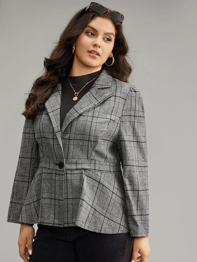 Plaid Suit Collar Button Up Blazer sold by Bloomchic