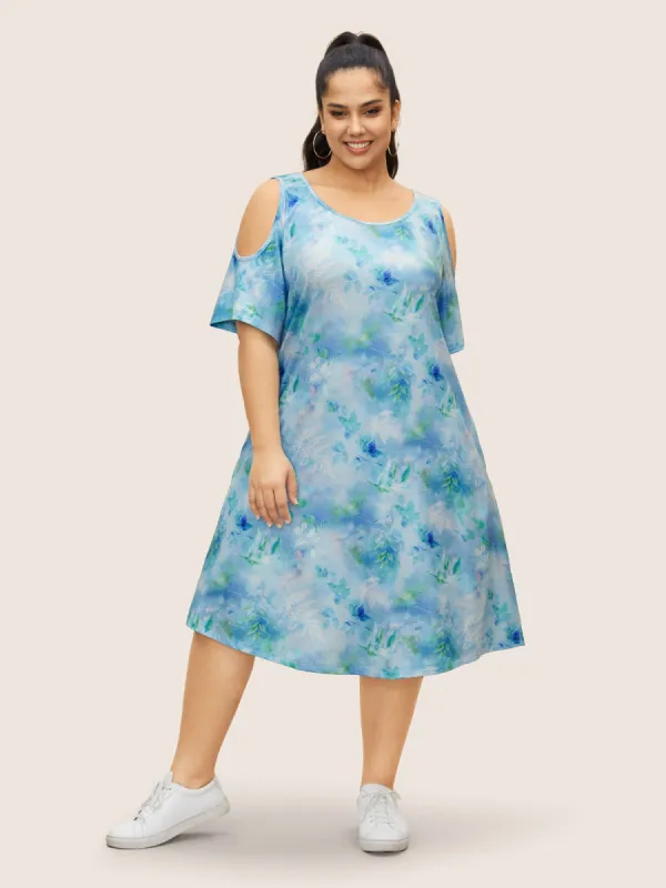 Tie Dye Cold Shoulder Pocket Dress sold by Bloomchic