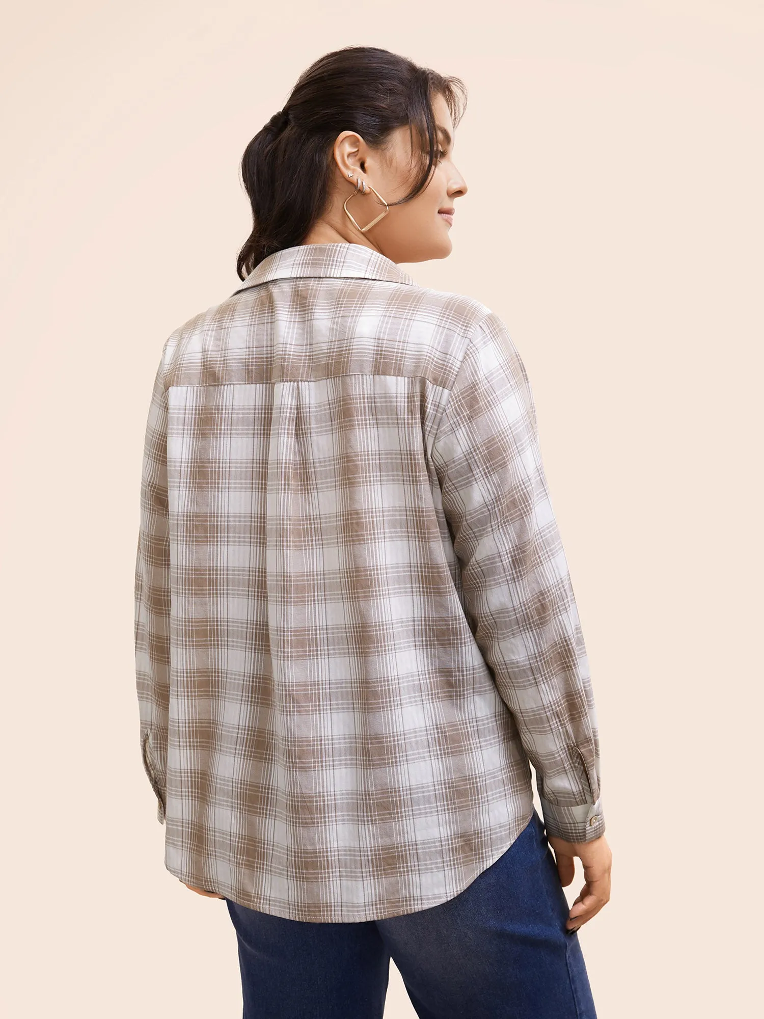 Plaid Shirt Collar Patch Pocket Blouse sold by Bloomchic product image thumbnail 5