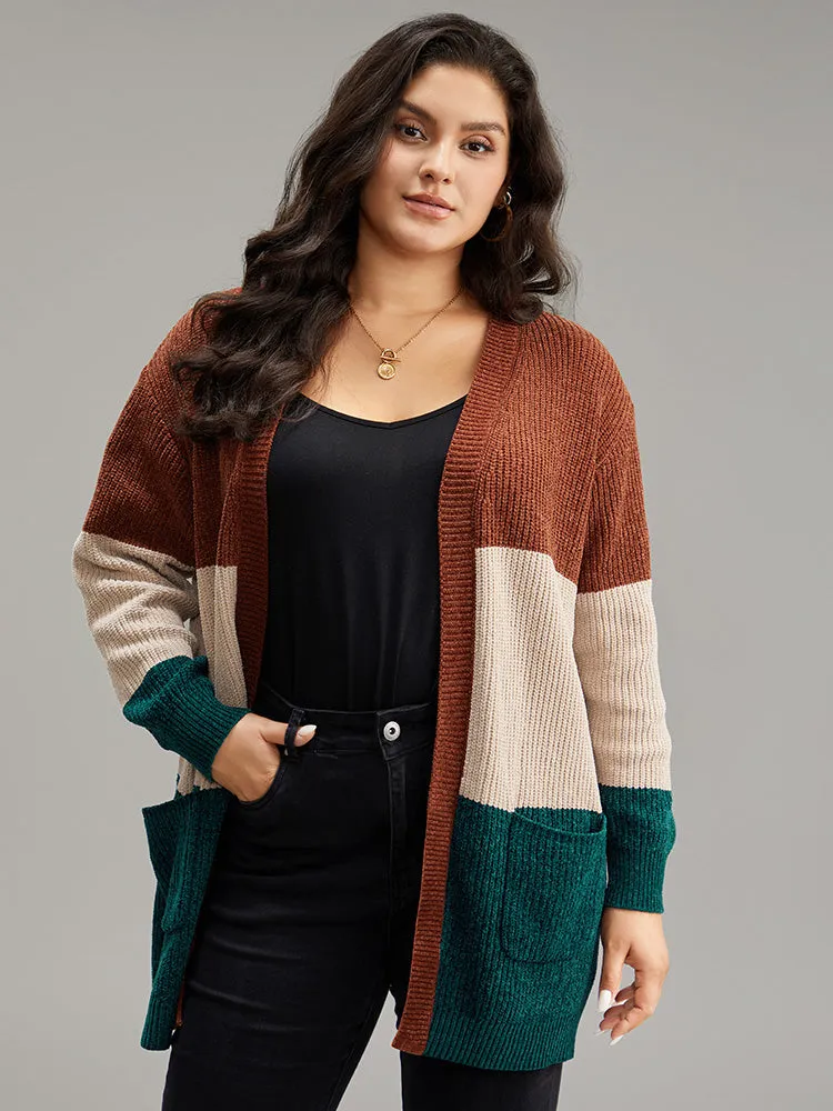 Open Front Colorblock Patched Pocket Cardigan sold by Bloomchic product image thumbnail 4