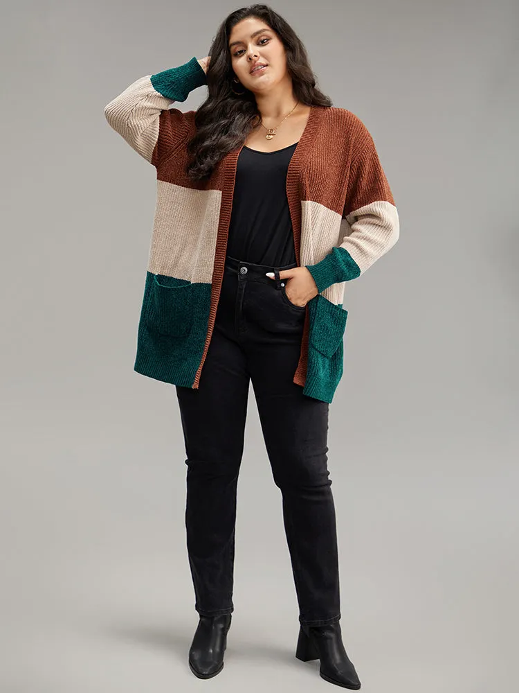 Open Front Colorblock Patched Pocket Cardigan sold by Bloomchic product image thumbnail 5