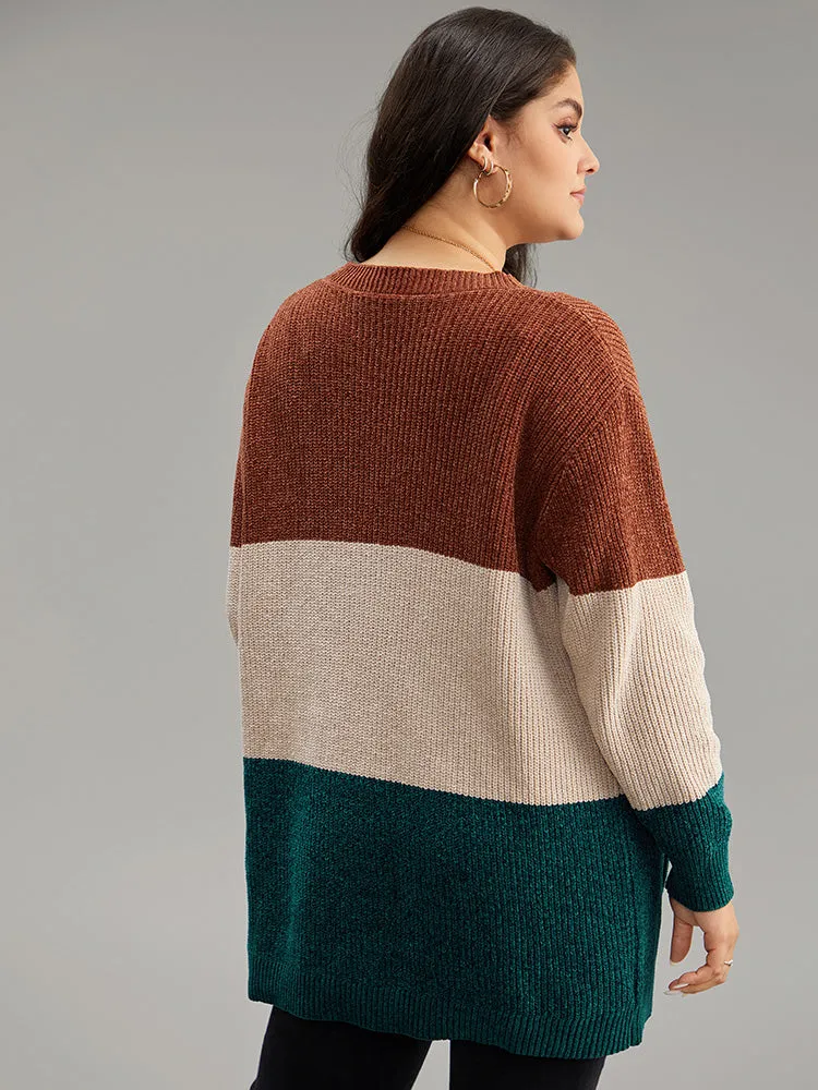 Open Front Colorblock Patched Pocket Cardigan sold by Bloomchic product image thumbnail 2