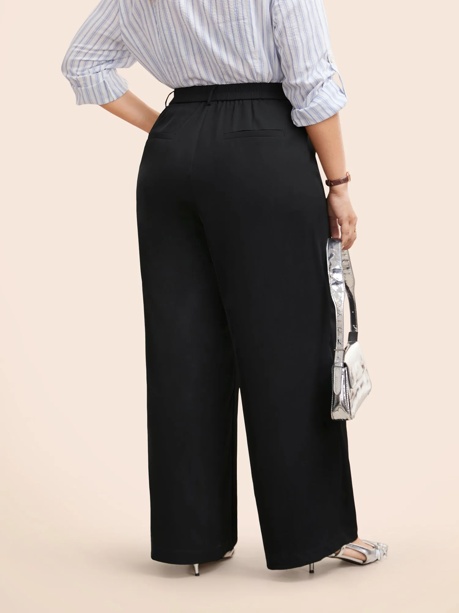 Stretch Woven Pleated Elastic Waist Pants sold by Bloomchic product image thumbnail 2