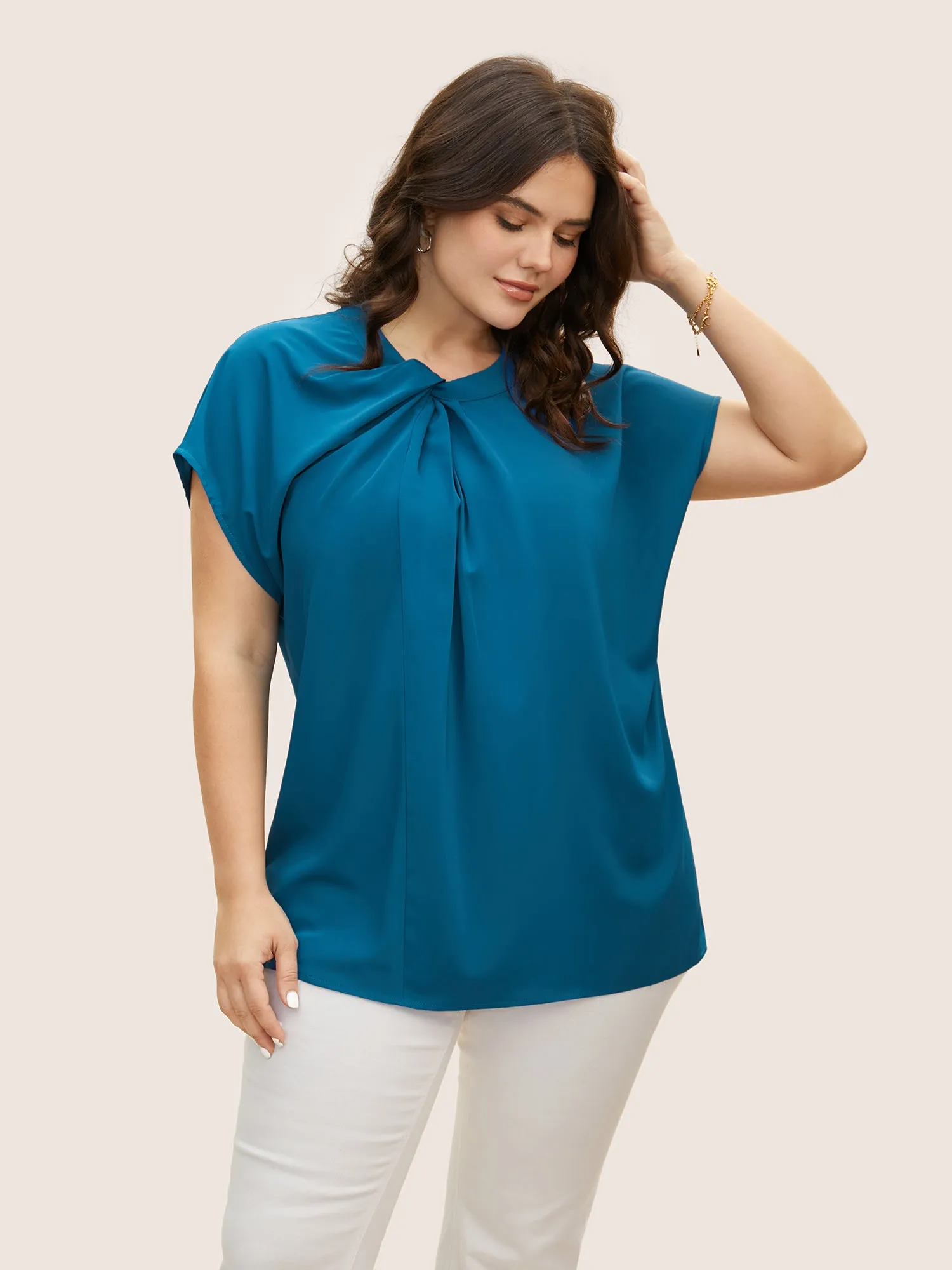 Twist Front Pleated Dolman Sleeve Blouse sold by Bloomchic product image thumbnail 5