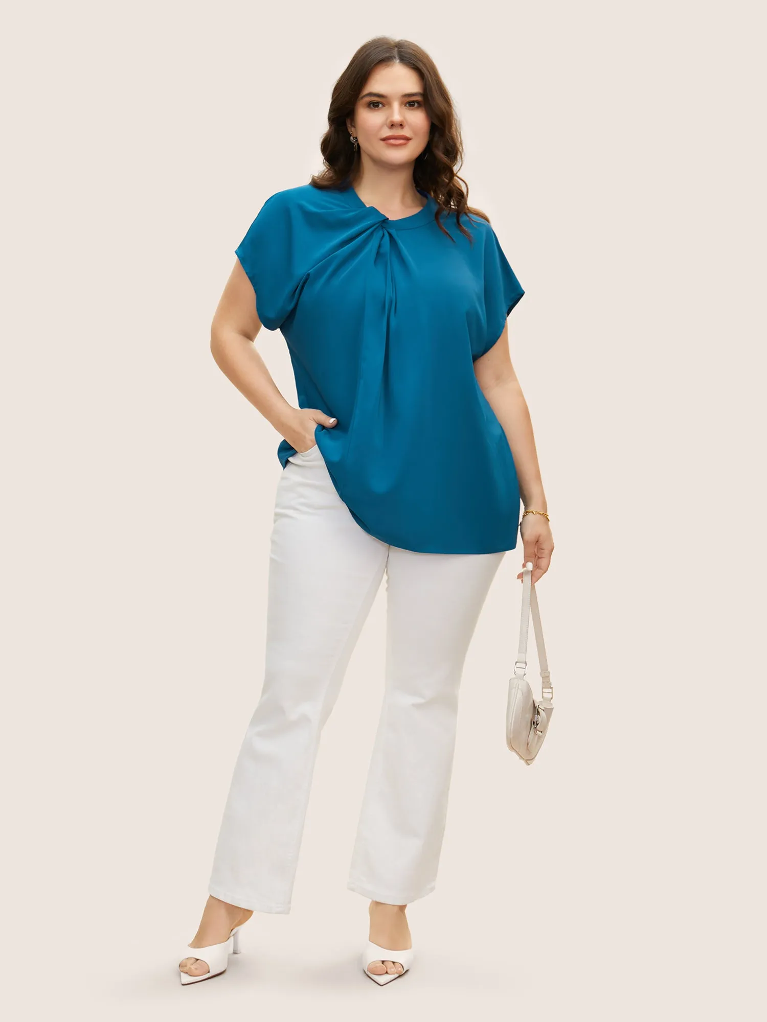 Twist Front Pleated Dolman Sleeve Blouse sold by Bloomchic product image thumbnail 4