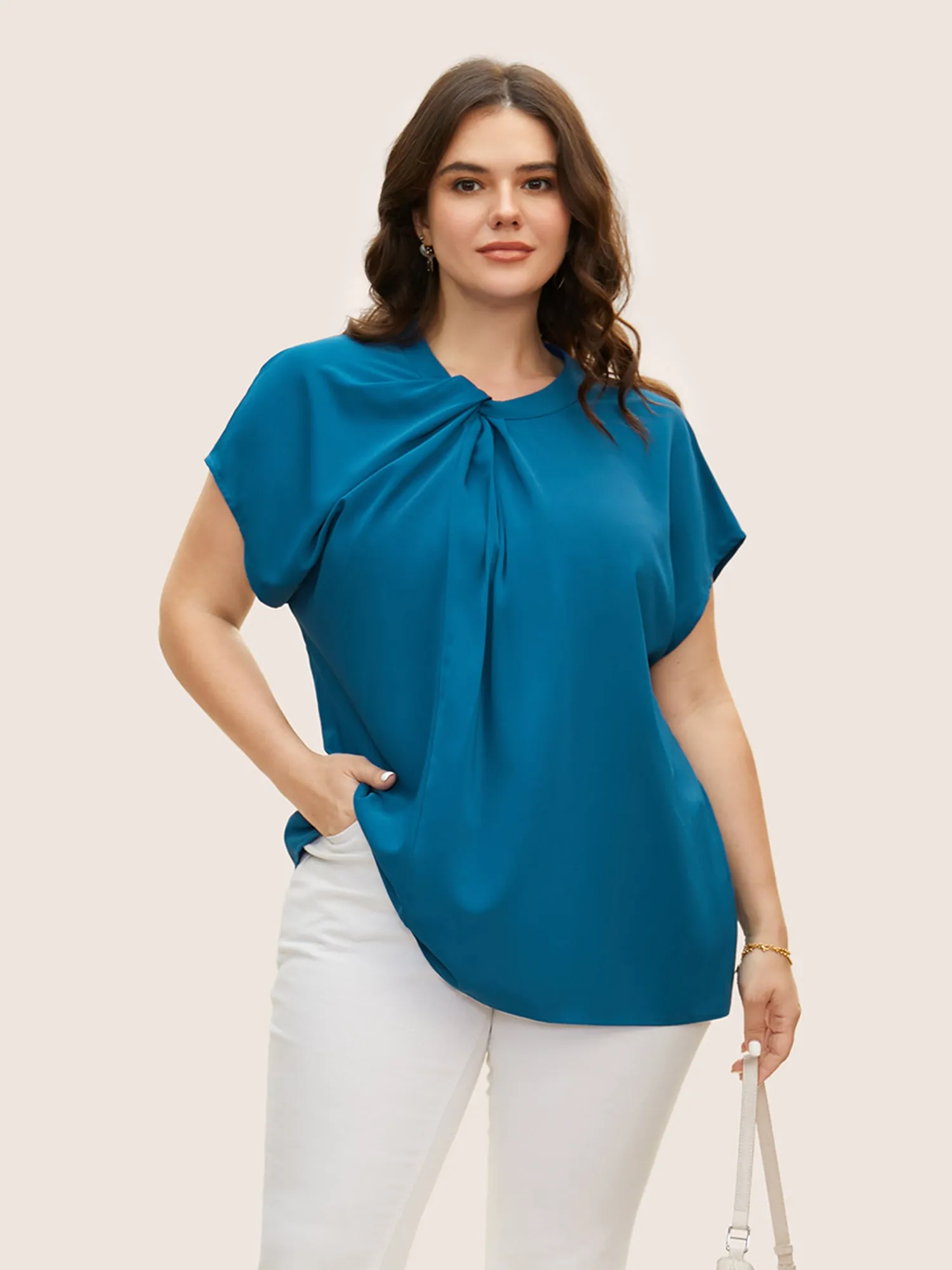 Twist Front Pleated Dolman Sleeve Blouse sold by Bloomchic product image thumbnail 3