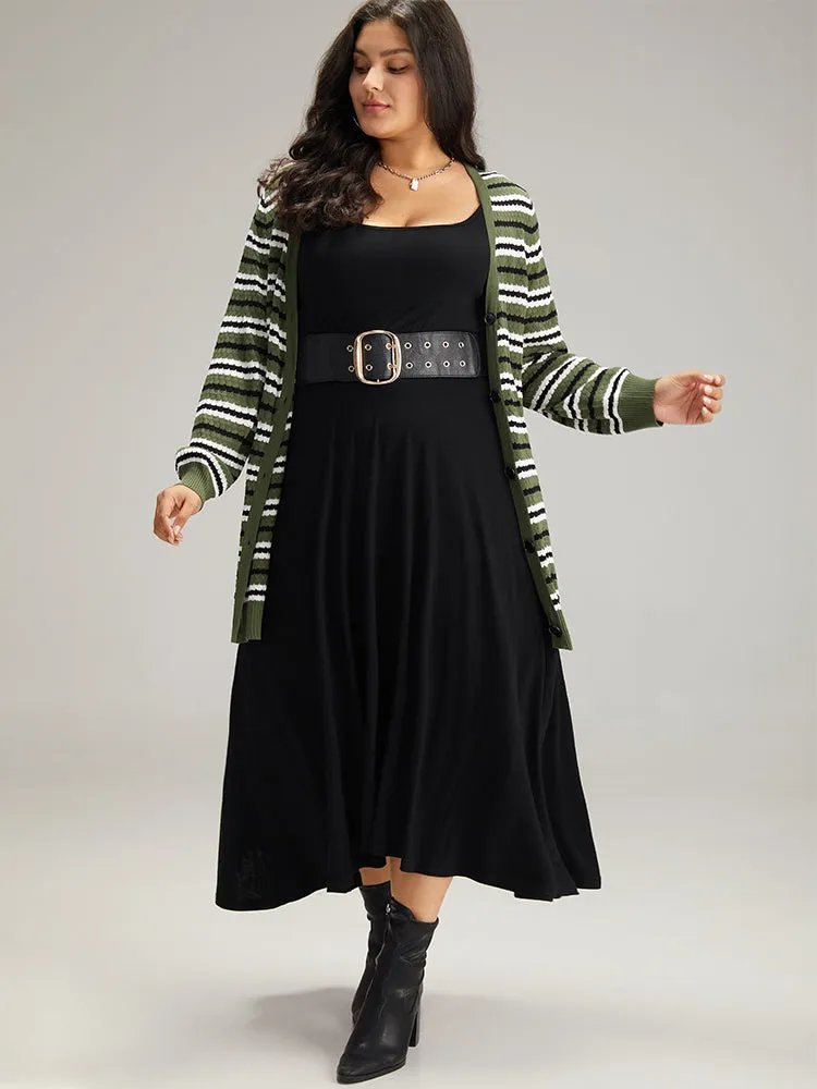 Striped Contrast Elastic Cuffs Button Through Cardigan sold by Bloomchic product image thumbnail 5