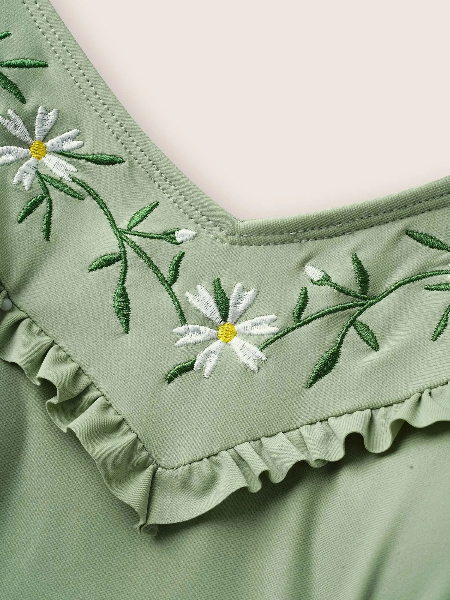 Floral Embroidered Frill Trim Tie knot Swim Dress sold by Bloomchic product image thumbnail 5
