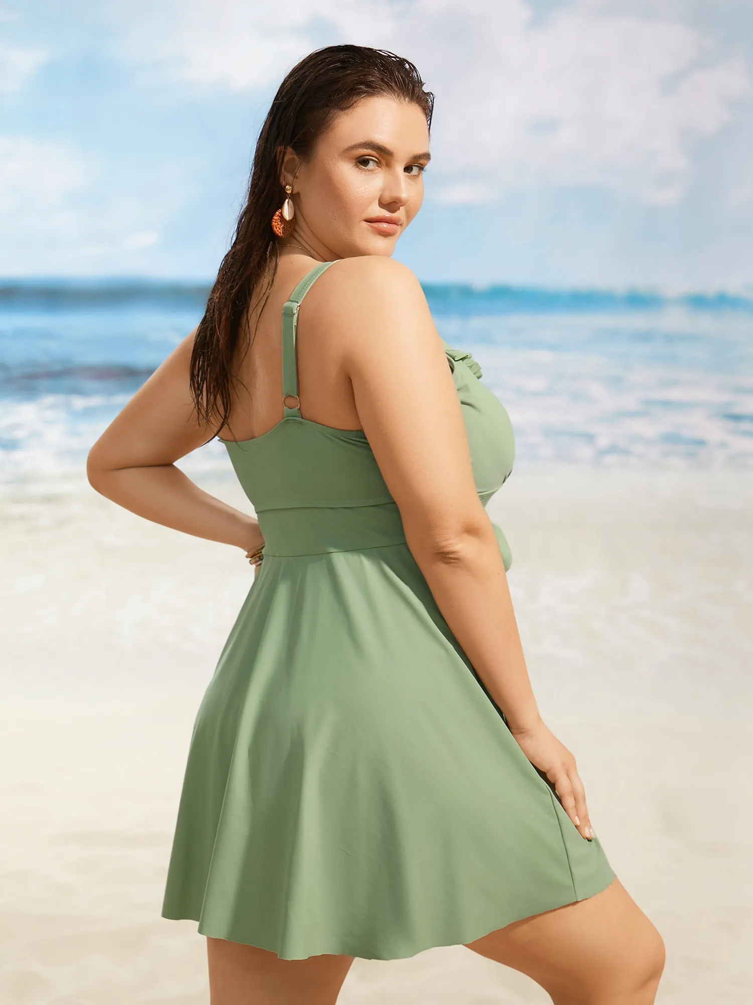 Floral Embroidered Frill Trim Tie knot Swim Dress sold by Bloomchic product image thumbnail 2