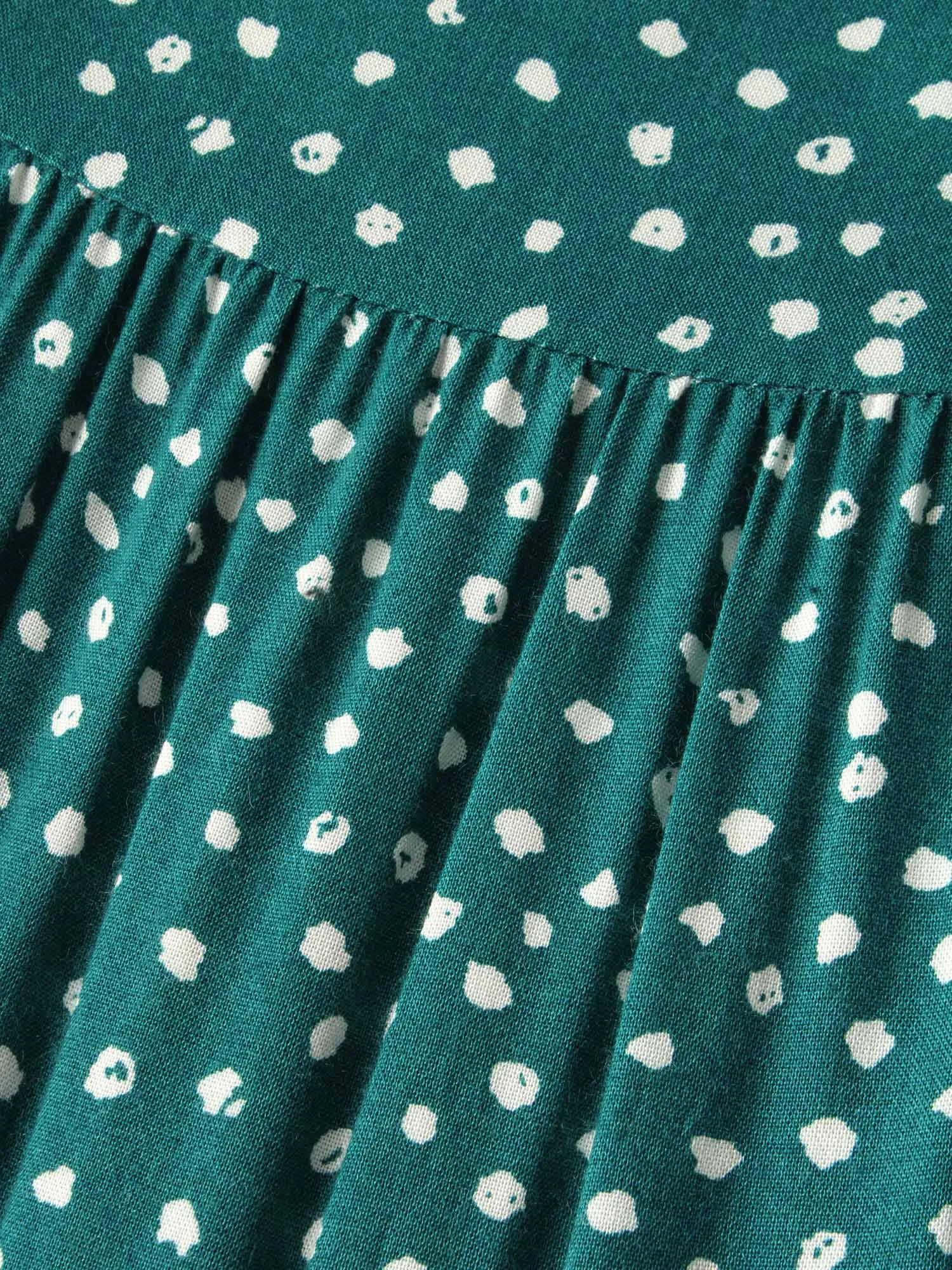 Polka Dot Pocket Cap Sleeve Gathered Layered Dress sold by Bloomchic product image thumbnail 5