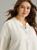 Solid Notched Button Through Blouse sold by Bloomchic
