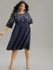 Silhouette Floral Print Embroidered Elastic Waist Dress sold by Bloomchic