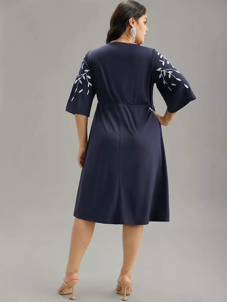 Silhouette Floral Print Embroidered Elastic Waist Dress sold by Bloomchic product image thumbnail 3