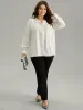 Solid Notched Button Through Blouse sold by Bloomchic