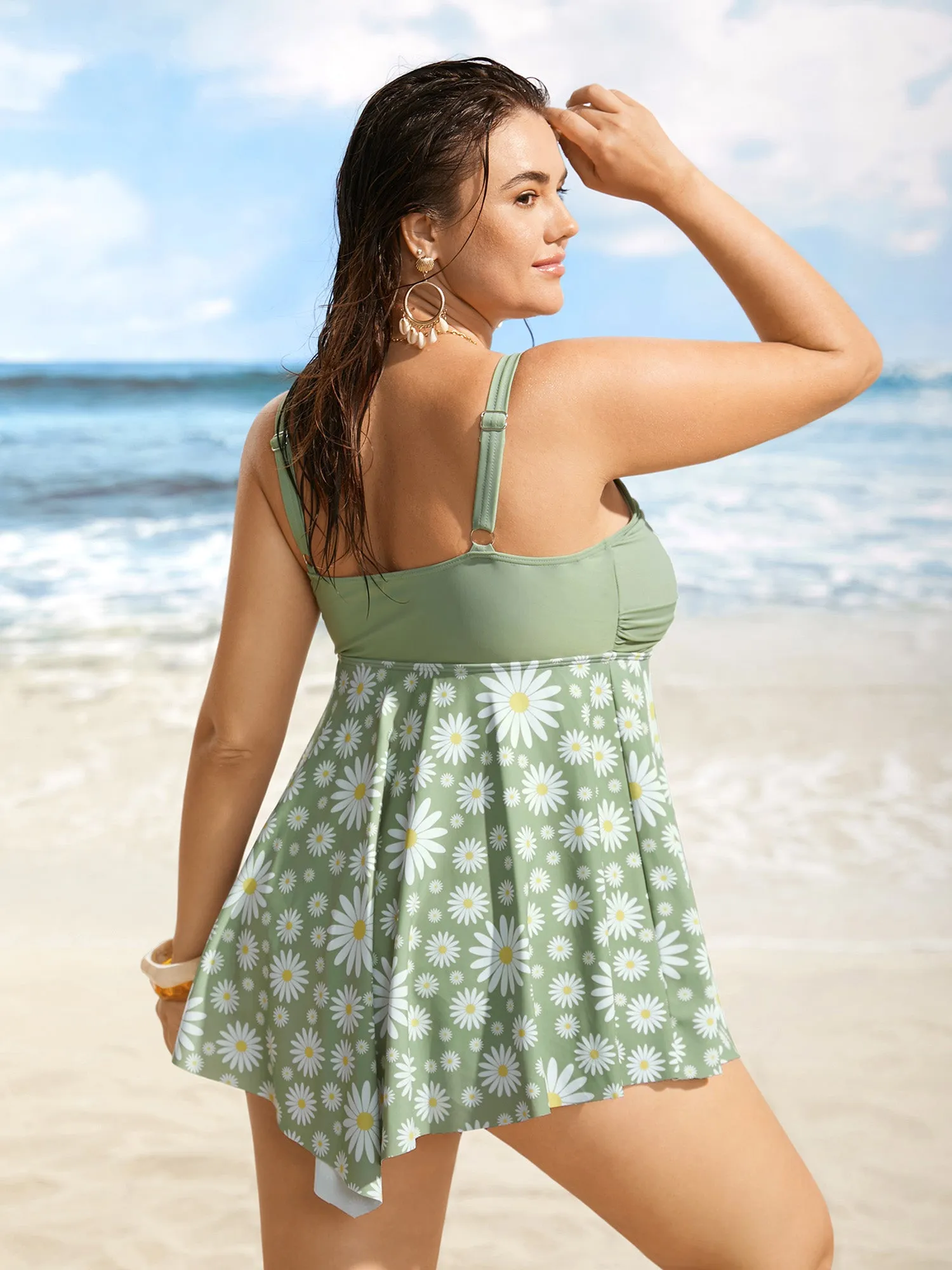 Floral Patchwork Twist Front Buckle Detail Swim Dress sold by Bloomchic product image thumbnail 2