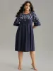 Silhouette Floral Print Embroidered Elastic Waist Dress sold by Bloomchic