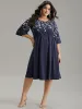 Silhouette Floral Print Embroidered Elastic Waist Dress sold by Bloomchic