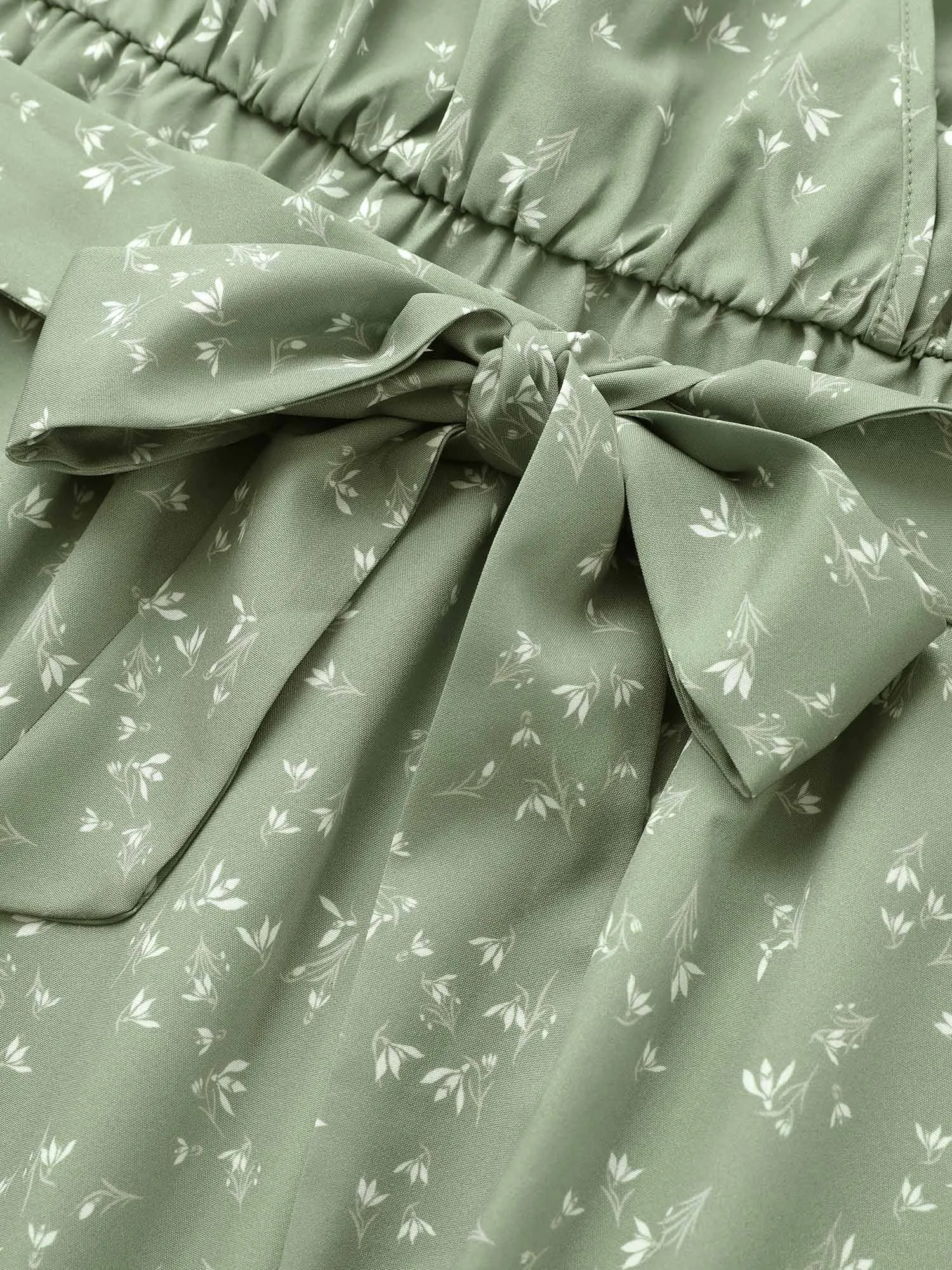 Ditsy Floral Belted Surplice Neck Gathered Dress sold by Bloomchic product image thumbnail 5