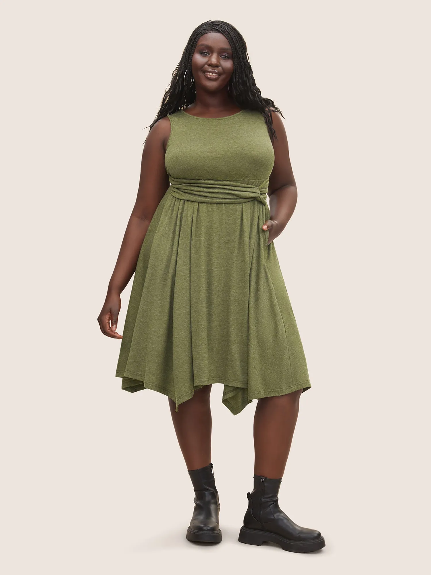 Supersoft Essentials Twist Front Ruched Dress sold by Bloomchic