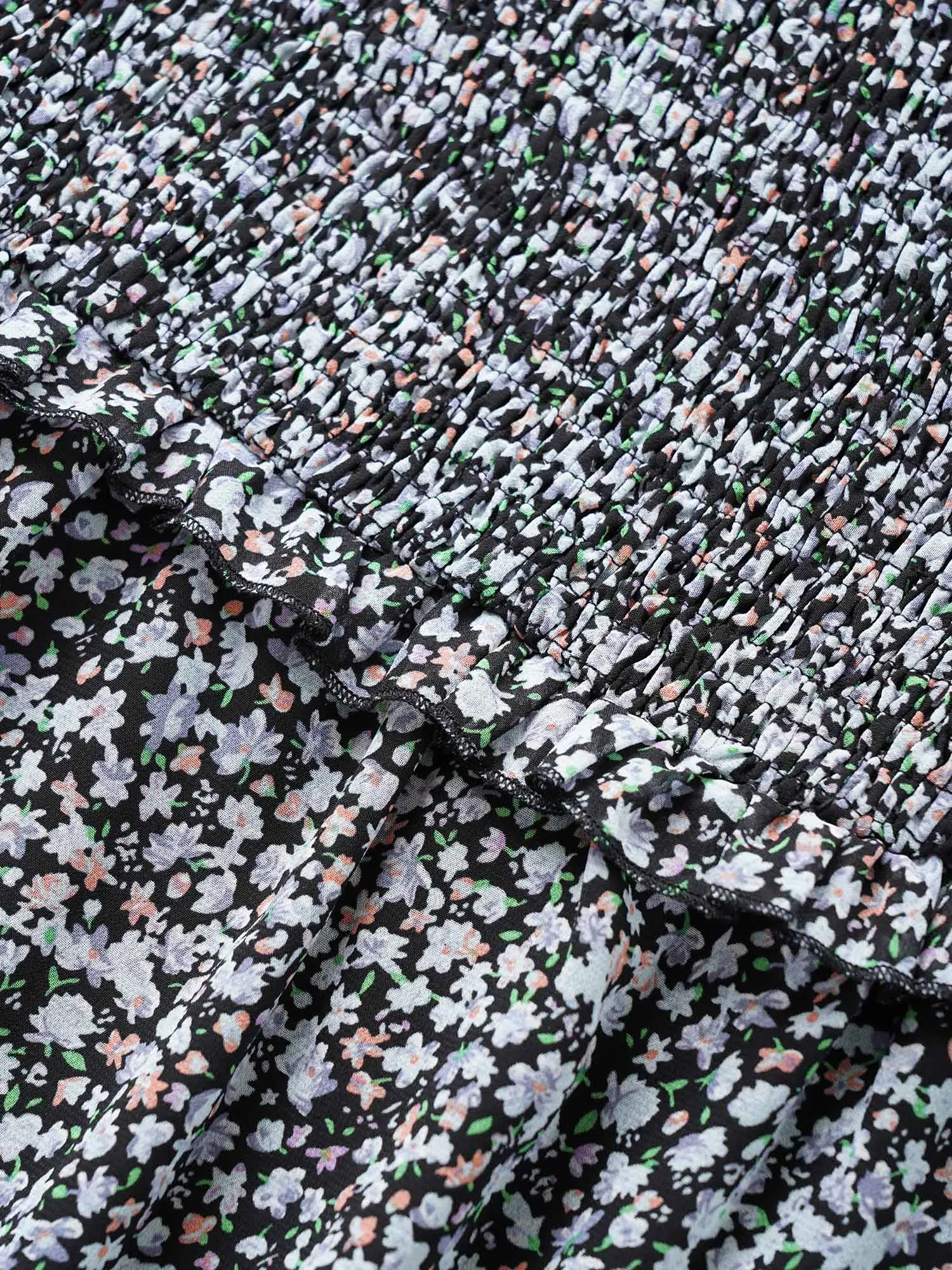 Chiffon Ditsy Floral Ruffles Shirred Ties Blouse sold by Bloomchic product image thumbnail 5