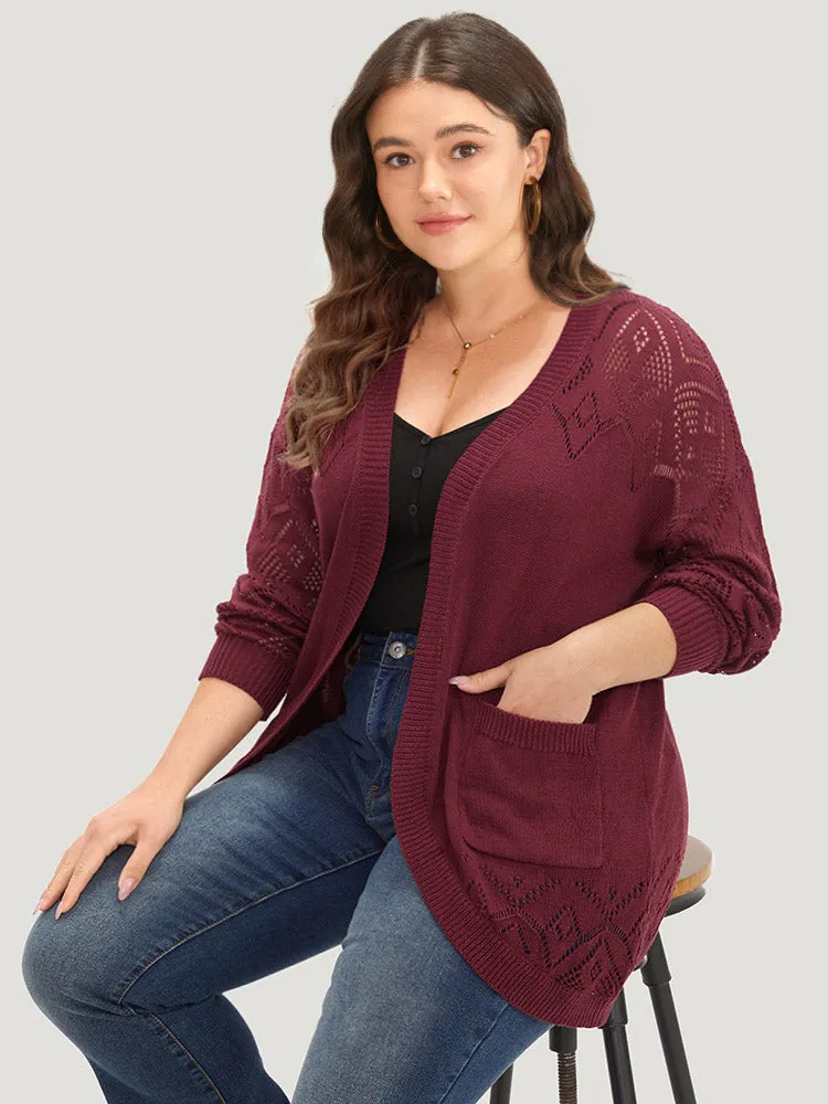Plain Patched Pocket Curved Hem Cardigan sold by Bloomchic product image thumbnail 3