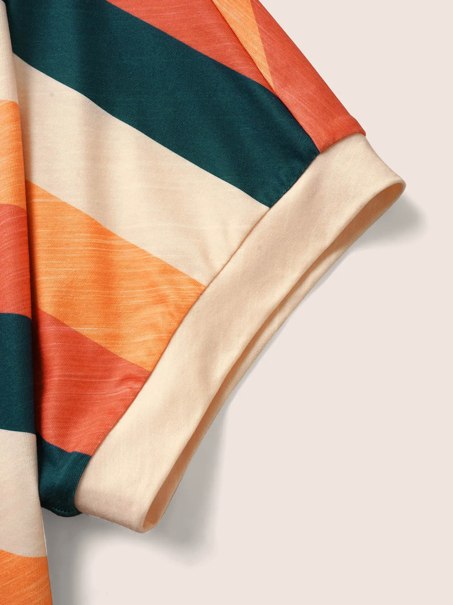 Colored Striped Crew Neck Batwing Sleeve T-shirt sold by Bloomchic product image thumbnail 5