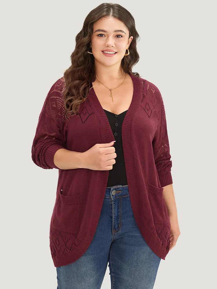 Plain Patched Pocket Curved Hem Cardigan sold by Bloomchic product image thumbnail 4