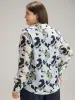 Chiffon Silhouette Floral Print Shirred Frill Trim Blouse sold by Bloomchic