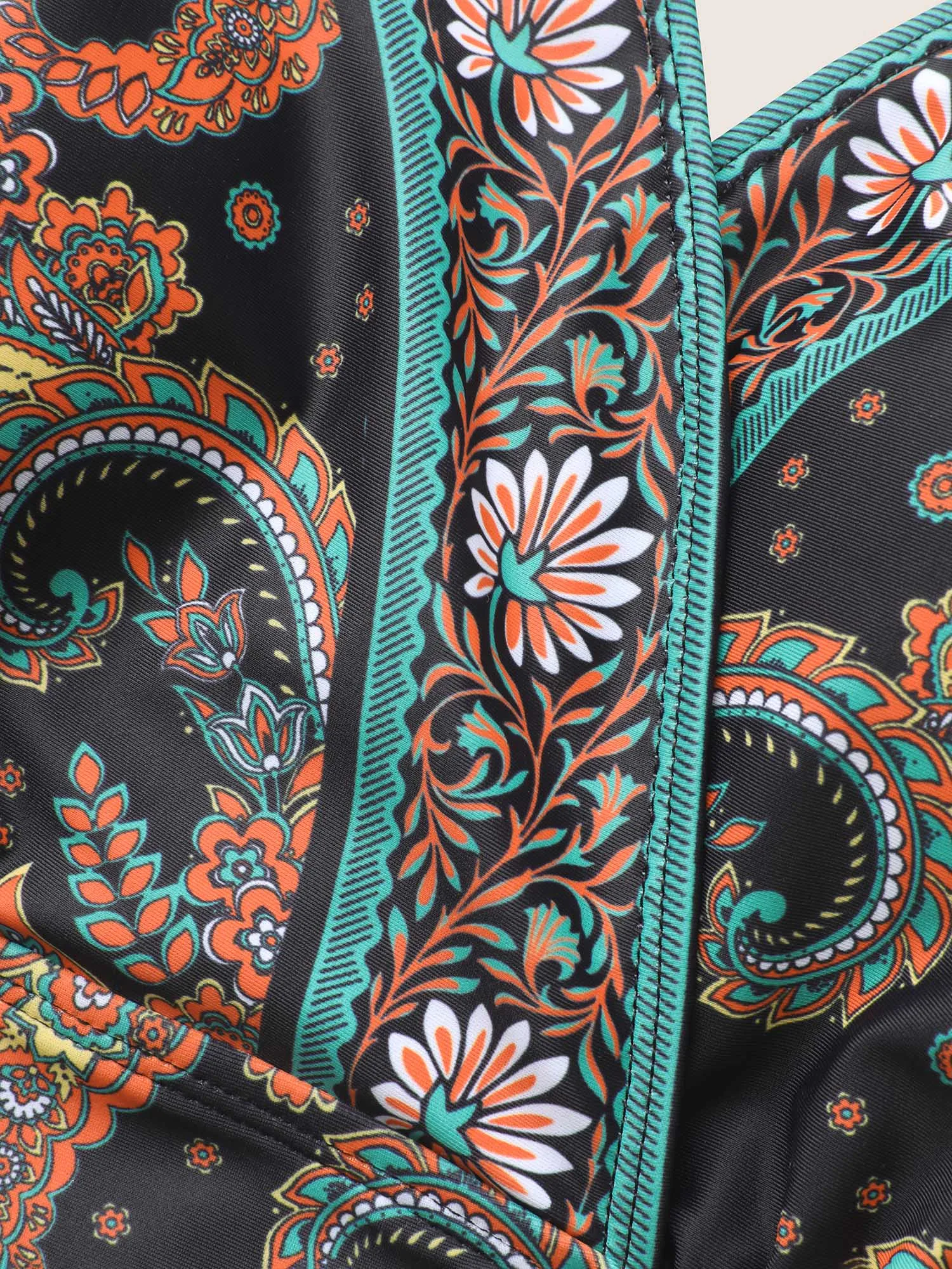 Paisley Print Overlap Collar Ruched One Piece Swimsuit sold by Bloomchic product image thumbnail 5