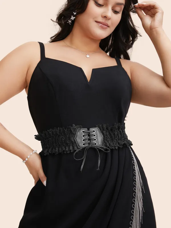 Lace-Up Waist Wide Belt sold by Bloomchic