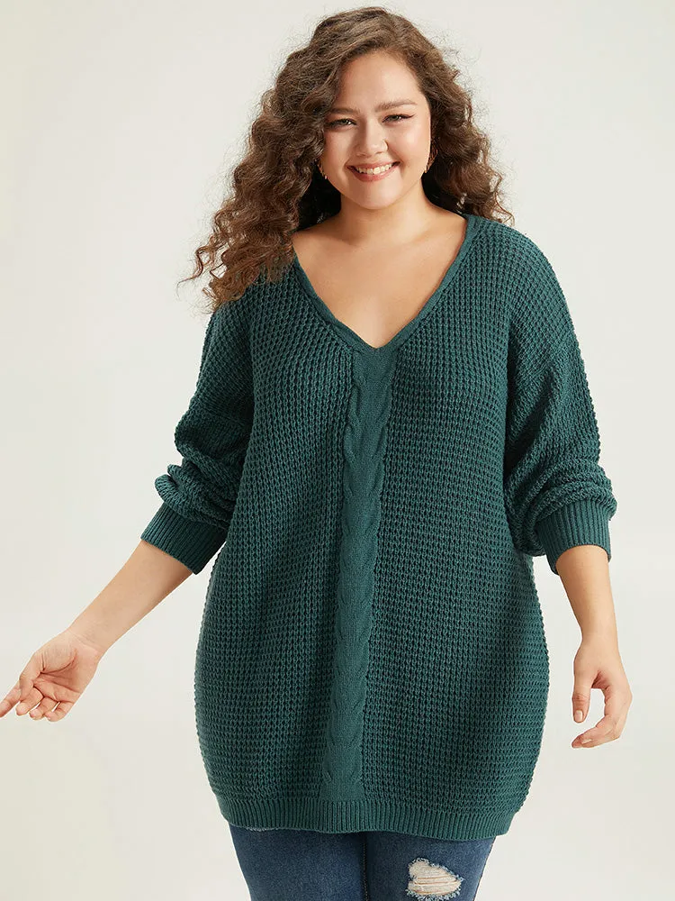 Cable Knit Plain Elastic Cuffs Pullover sold by Bloomchic product image thumbnail 4