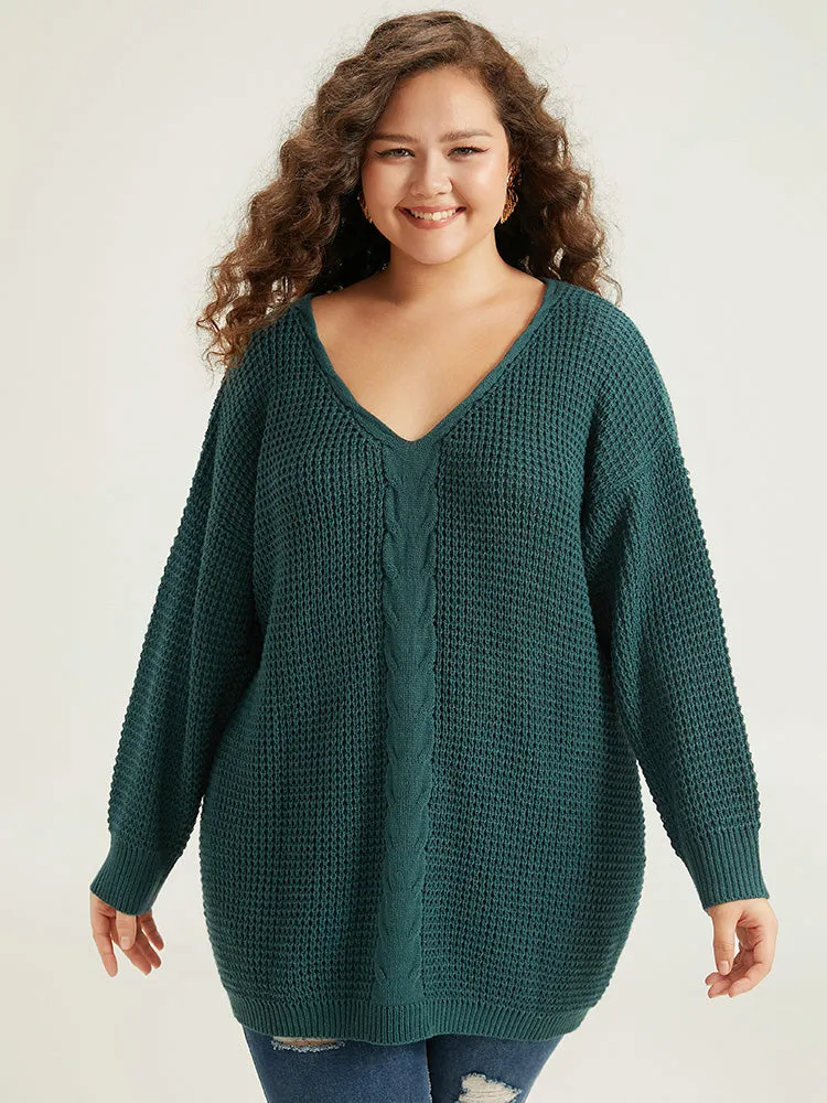 Cable Knit Plain Elastic Cuffs Pullover sold by Bloomchic product image thumbnail 5